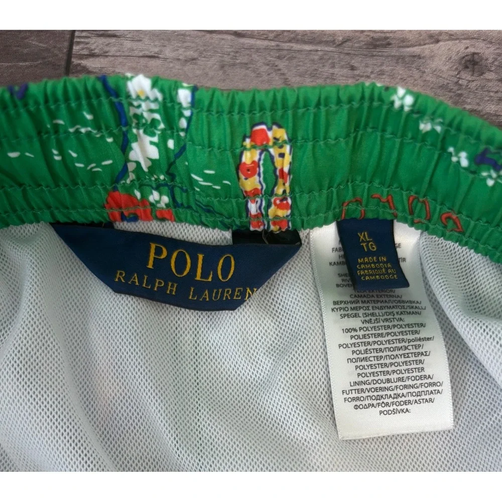 Polo Ralph Lauren Swim Shorts XL Green Hawaiian‎ Hula Tropical Trunks Beach Pool